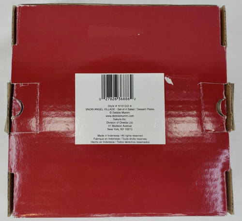 NIB Debbie Mumm SNOW ANGEL VILLAGE Set 4 SALAD DESSERT PLATES Sakura Stoneware - Picture 10 of 12