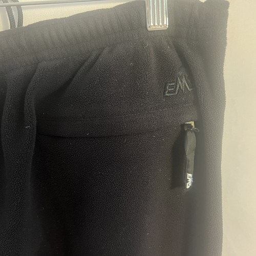 EMS Thick Fleece Pants Mens L Large Black Pockets Elastic Tie Waist Sweatpants - Picture 7 of 7