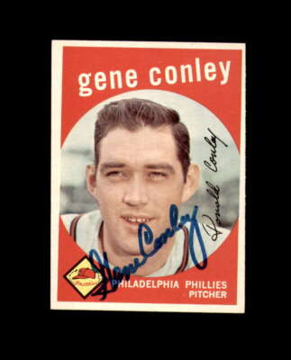 Gene Conley Signed Original 1959 Topps Philadelphia Phillies Autograph