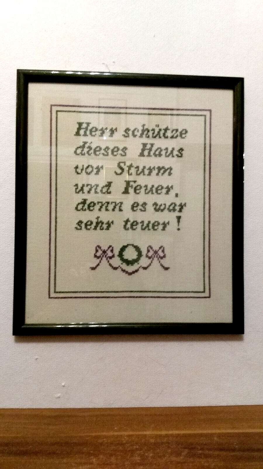 Kreuzstich Stick - Bild Hausseegen Spruch gerahmt Geschenk zum Hauseinzug 31x35