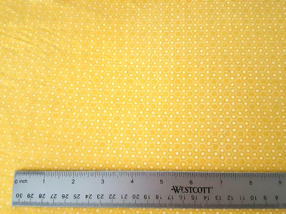 22" Basically Hugs Flannel Helen Stubbings P&B Textiles Yellow Honeycomb Hexie - Image 2 of 3