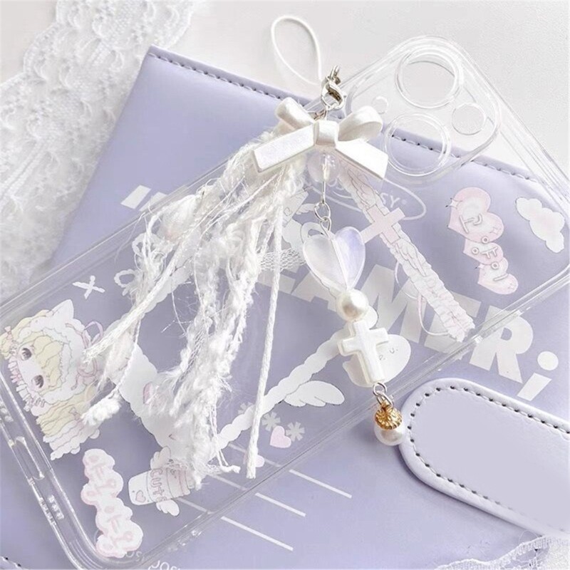 Personalized Keychain with Handmade Bowknot Heart Charm Beaded