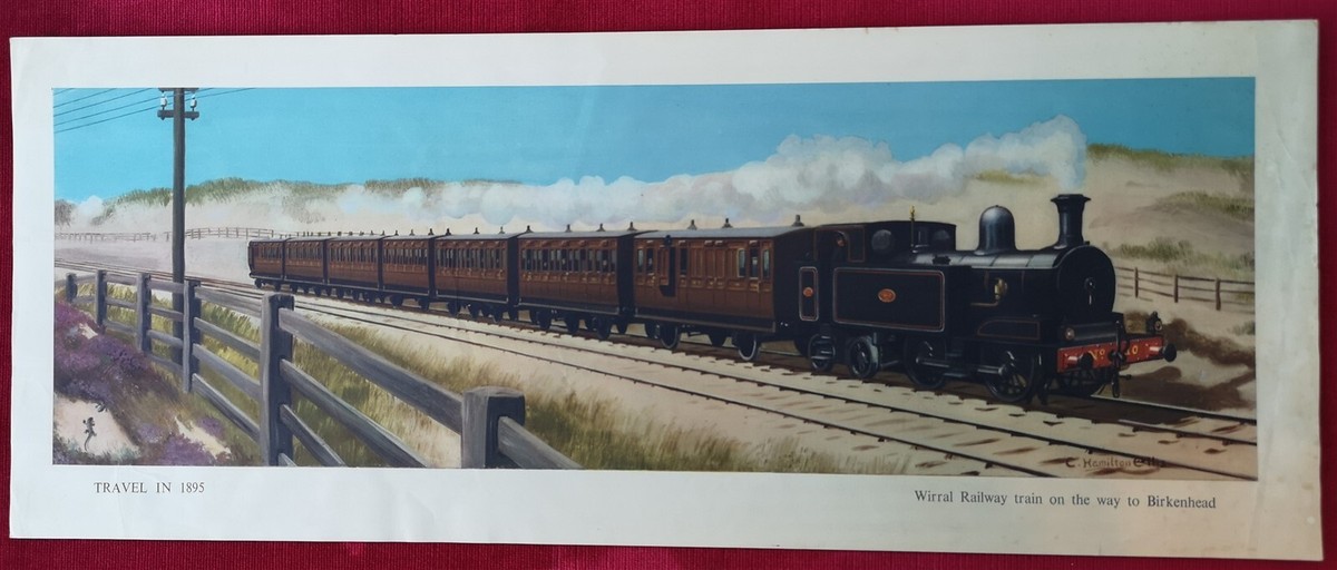 TRAVEL 1895 WIRRAL RAILWAY BIRKENHEAD ORIG BR LMR CARRIAGE PRINT 1951 H  ELLIS