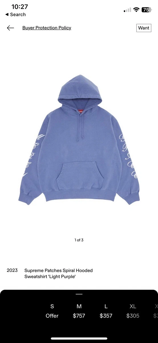 Supreme Patches Hoodie SS23 Light Purple Hooded Sweatshirt Logo Appliqu Large