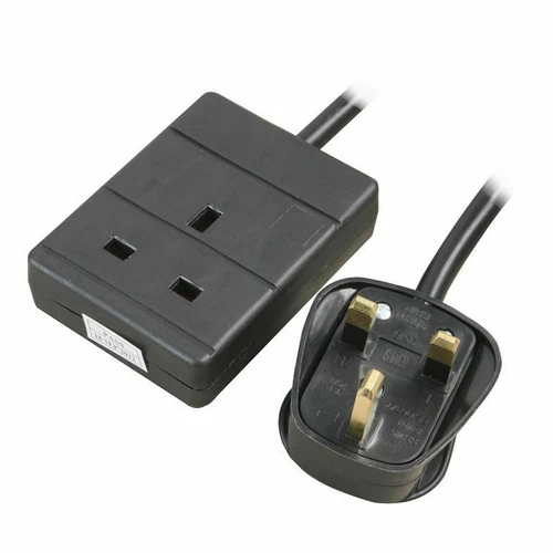 1m 1 Gang Single Way UK 13A Mains Power Socket Extension Lead BLACK [008318]
