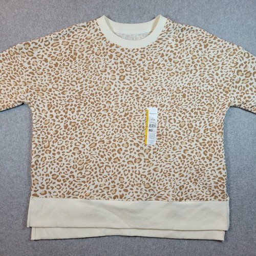 Time and Tru Sweatshirt Women's Size Large Brown Ivory Animal Print Long Sleeve - 第 5/15 張圖片