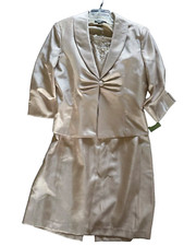NWT  Jessica Howard 2 Piece Dress Suit Formal Evening Satin Taupe Gold Size 18