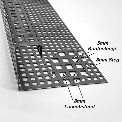 Winkel Lochblech QG5-8 Edelstahl 1.4301 1,0mm dick Lochblech 3 Kanten Kiesfang - Bild 2 von 4