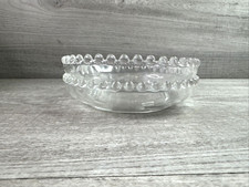 Unbranded Lot Of 2 Clear Glass Etched Circles Fruit/ Dessert Bowls