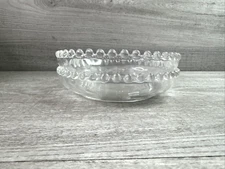 Unbranded Lot Of 2 Clear Glass Etched Circles Fruit/ Dessert Bowls