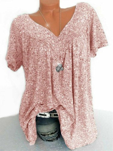 Women Plus Size Loose Blouse Holiday Boho Top Ladies Summer Short Sleeve T-shirt - Picture 9 of 20