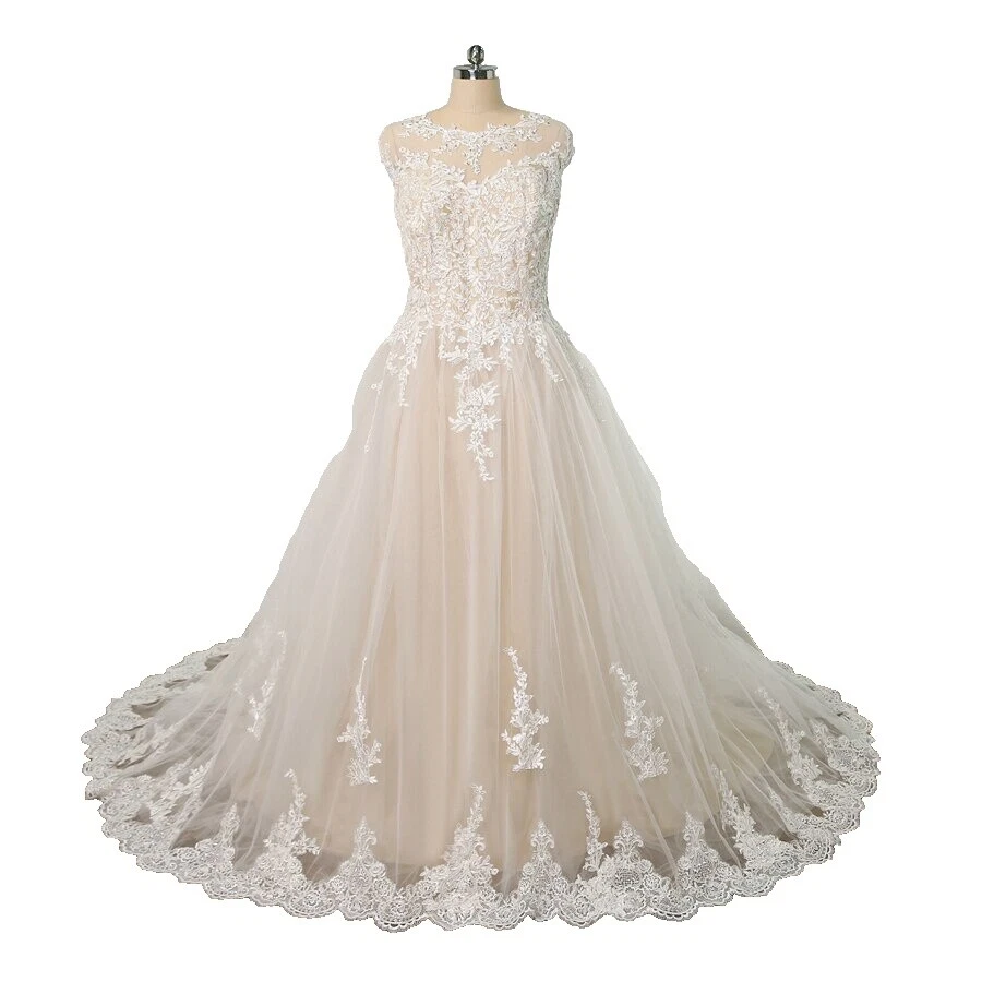 Vestidos de novia Empire de encaje con mangas de gorra