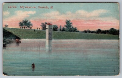 City Reservoir Centralia IL postcard Tower People Levee Carbondale RPO Cancel B5