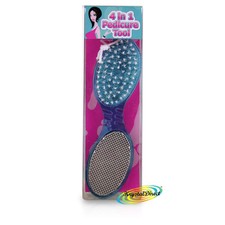 Foot Factory 4in1 Pedicure Tool Feet Care Brush Pumice Buffer Smoothing File