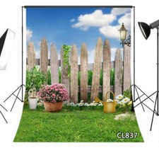 Spring Garden Railing Background Vinyl Polyester Photography Studio Backdrop