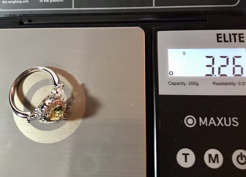 Sterling Silber 925 Ring klarer und gelber Stein Größe 7,25 3,26 g - Bild 6 von 7