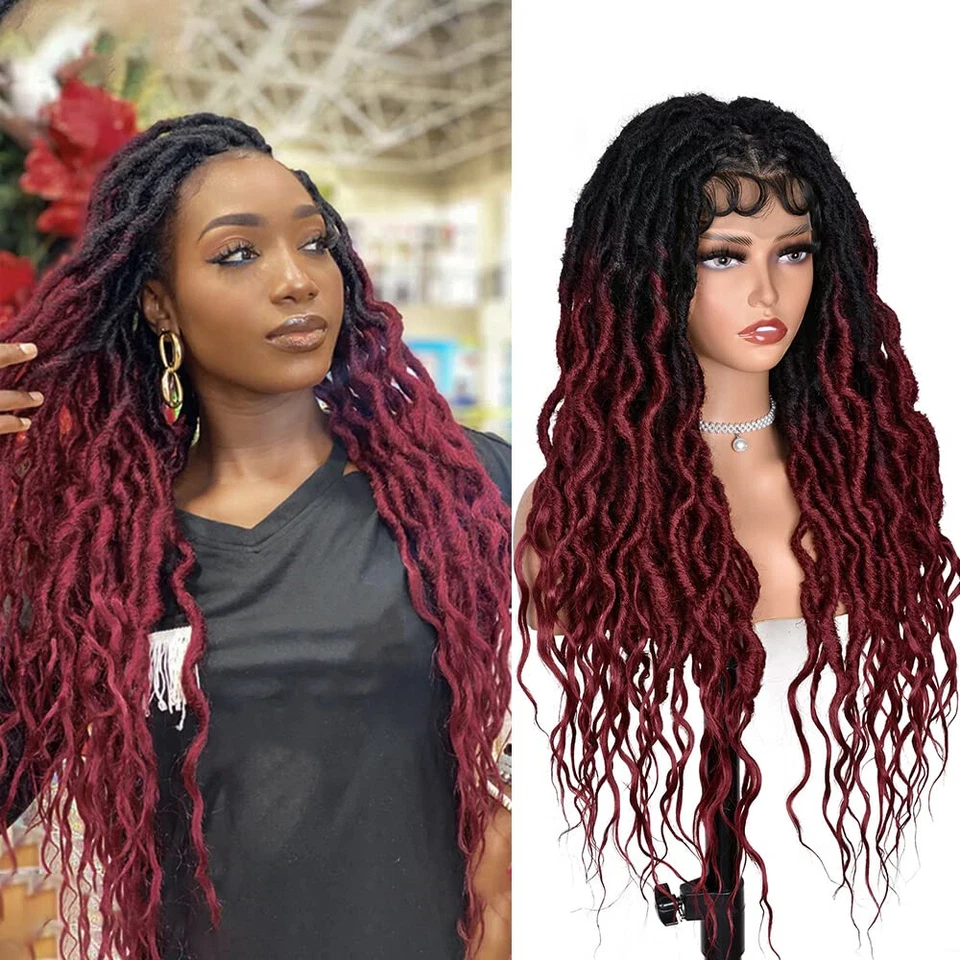 24inch Full Lace Faux Locs Wigs for Black Women Goddess Faux Locs Crochet Hair  - Image 2 of 4