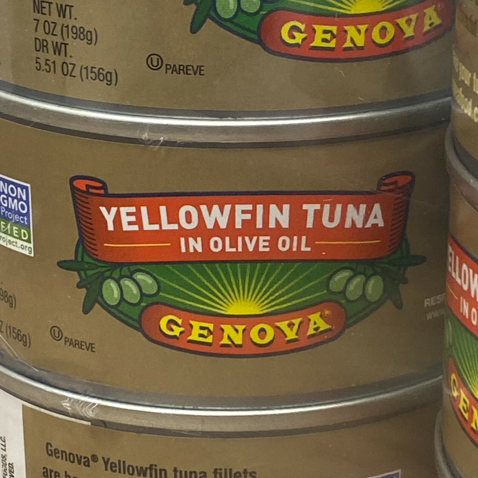 Genova Solid Yellowfin Tuna Fillets In Olive Oil 6 Pack 7 oz Pull Tab