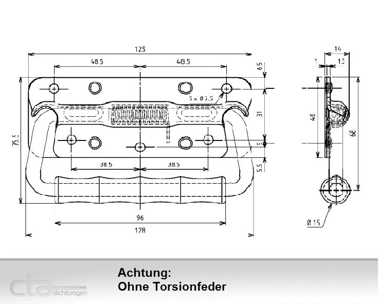 2x Haltegriff Tragegriff Kistengriff Handgriff 125x68 Stahl verzinkt 6C40-U34-JQ - Bild 3 von 4