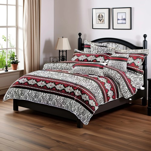 3pcs Boho Comforter Set, Zebra And Leopard Print Bedding Set For All Seasons - Picture 14 of 14