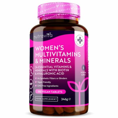 Multivitamine & Mineralstoffe A-Z Damen 180 vegane Tabletten - 100% NRV pro eine Tablette