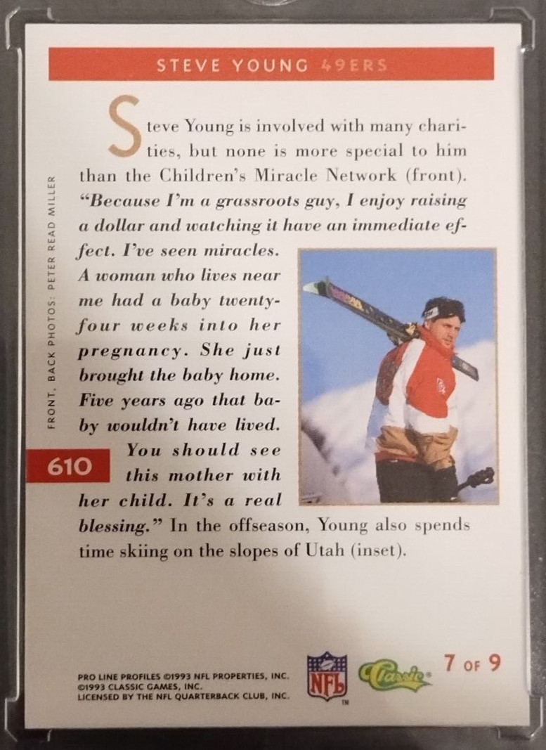 1993 Pro Line Profiles - #610 Steve Young