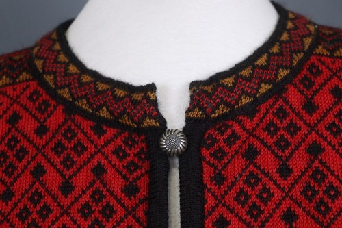 DALE OF NORWAY Red Wool Long Sleeve Knit Button Front Cardigan Sweater Size L - Picture 6 of 15