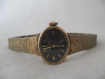 Reloj pulsera Hamilton de cuerda para mujer en tono dorado