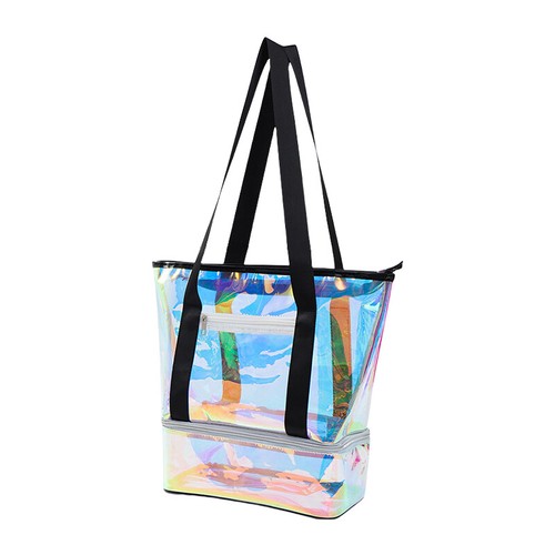 Laser Dots Transparent Tote Bag Waterproof Dry-Wet Separation Beach Swim Bag - Bild 5 von 18