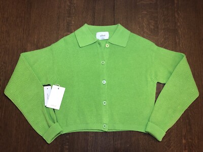 Aritzia Wilfred Nextdoor Sweater Cropped Cardigan Green Size XS NWT