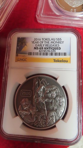 2016 TOKELAU S$5 YEAR OF THE MONKEY NGC PF69 MS69 ANTIQUE MATTE 1OZ 999 SILVER - Picture 3 of 11
