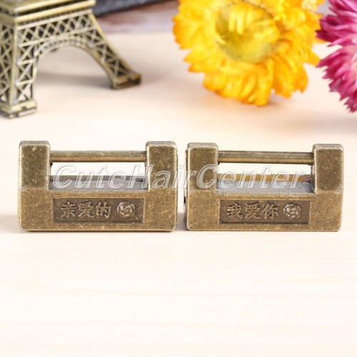 Vintage Bronze Chinese Old Lock 33*18mm Retro Hardware Drawer Cabinet Padlock 1X - Picture 10 of 11