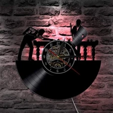 Billiards Pool Table Vinyl Record Pool Game Player Wall Clock Led Option Decor