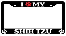 Black License Plate Frame I Heart My Shih Tzu (Paw) Auto Accessory 566