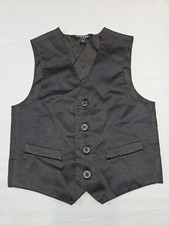 George Boys Pinstripe Suit Vest, Black, Size 4, Polyester Rayon, Tailored Lined