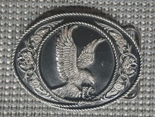 Vintage SISKIYOU BUCKLE CO. Flying Eagle Belt Buckle 1991 USA Pewter Outdoors
