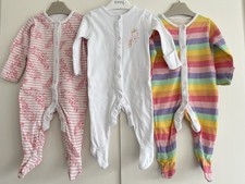 Baby Girls 0-3 Months Babygrow Sleepsuit Bundle Unicorn Rainbow Stripes Dunnes
