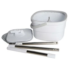 Professor Amos Mighty Mop with Spin Scrub & Rinse Design Light Gray NWOB