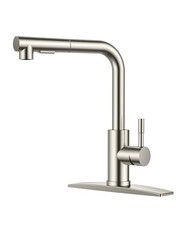 Brushed Nickel Kitchen Faucet, Single Handle Pull Down Sprayer for 1 or 3 Holes