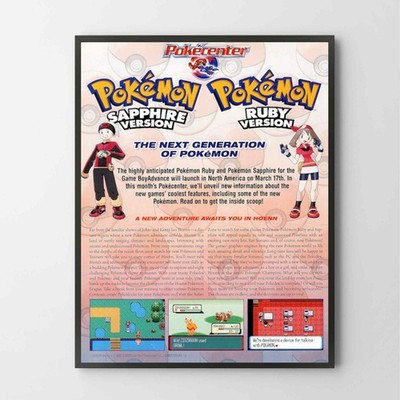 Poster Pokemon Ruby Sapphire Version Nintendo GBA Unframed Poster Print G2022