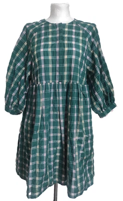Robe oversize à carreaux verts MARC O'POLO manches 3/4 longueur genou... - Photo 1/4
