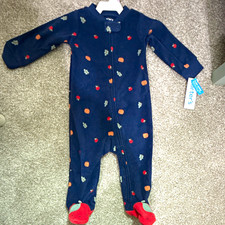 Carter's 6-9M Navy Fleece Footed Zip One-Piece Fall Sleeper All-Over, New