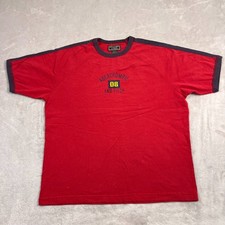 Camisa Abercrombie & Fitch 08 Para Hombre Grande Roja Manga Corta Cuello Redondo Desteñido Lavado Y2K