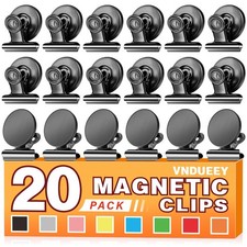 20 Pack Black Magnetic Clips for Refrigerator, Strong Fridge Magnets Magnet C...