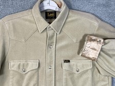 VTG 70s Mr Lee Shirt Mens Medium Western Pearl Snap Velvet Flip Cuff USA Made