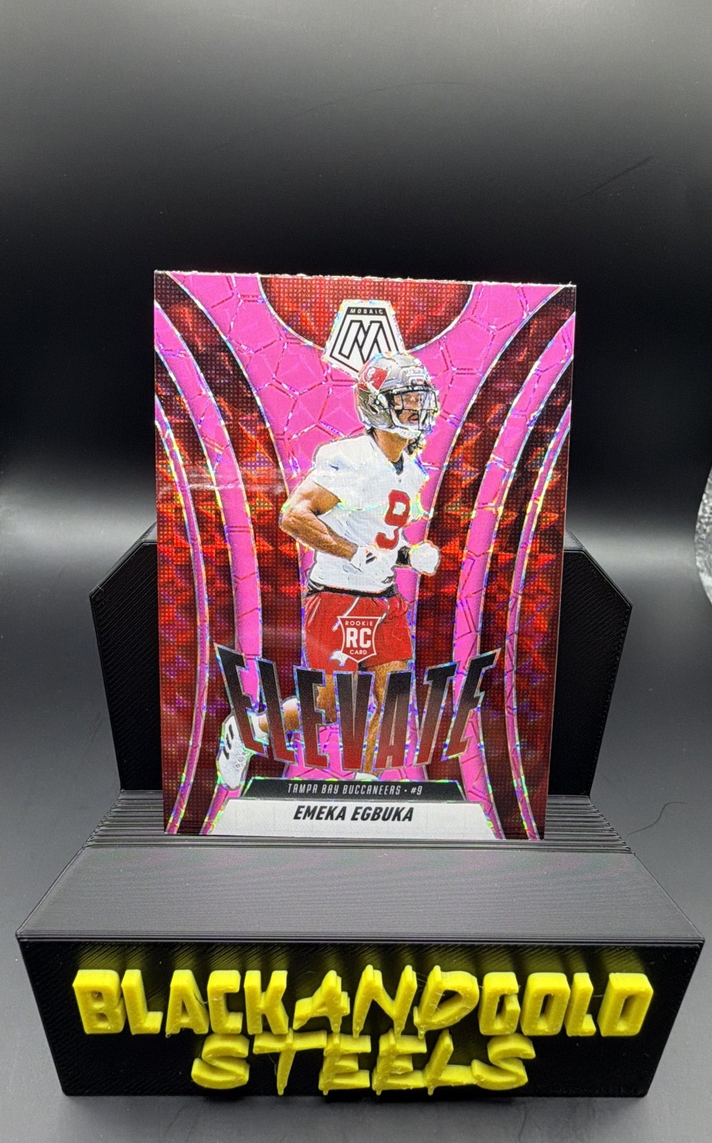2025 Panini Mosaic - Elevate Emeka Egbuka #2 Mosaic Pink Fluorescent Prizm (RC)