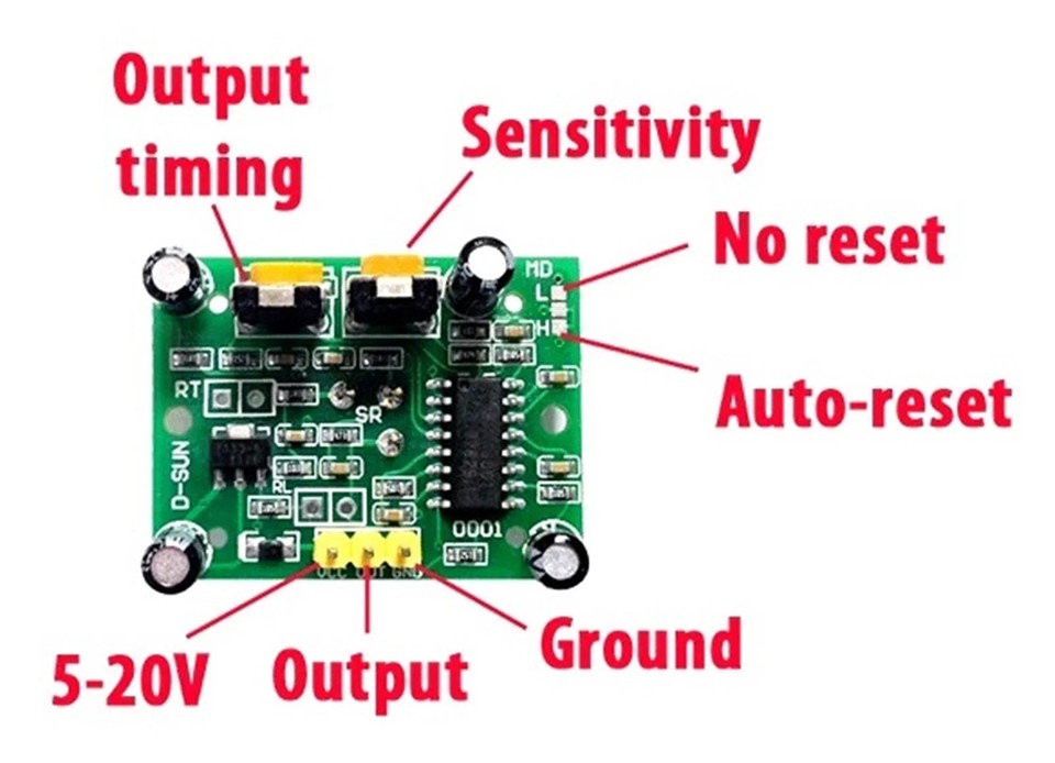 HC-SR501 PIR Motion Sensor Detector Module Pyroelectric IR Infrared ...