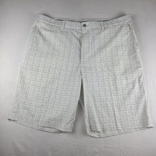 PGA Tour Men's Golf Shorts White Checkered Chino Flat Front Golfing Size 38