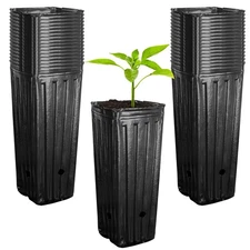 50pcs Plastic Deep Plant Nursery Pots,11.8”Tall Tree Pots,Black Deep Seedling...