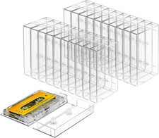 50-Pack Audio Cassette Storage Cases - Clear Plastic Cassette Tape Cases - Audio